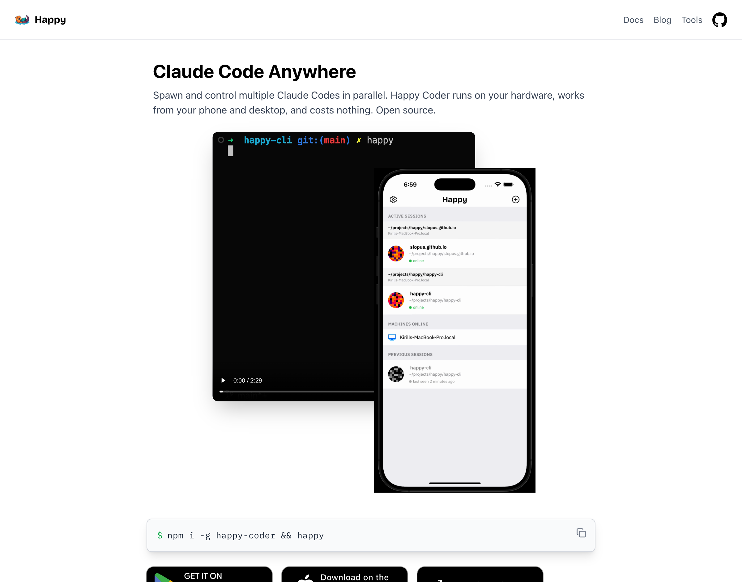 Happy Coder website screenshot